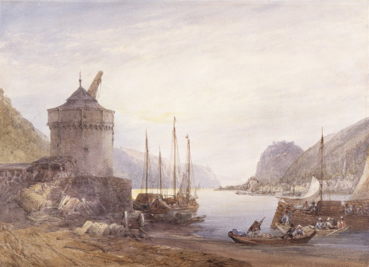 Andernach a Rajnán (akvarell fehér szőtt papíron) alkotó: William Callow