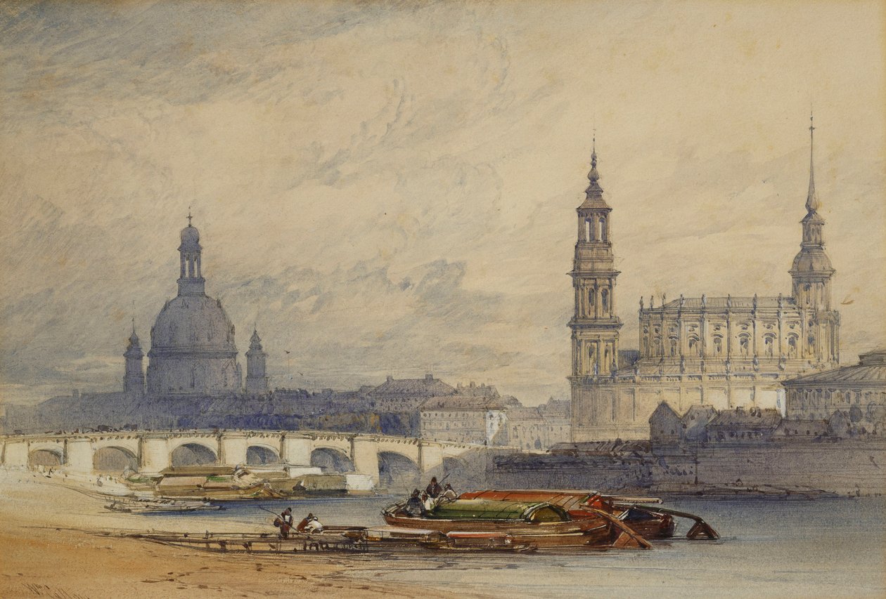 Drezda az Elba folyótól, 1853 alkotó: William Callow