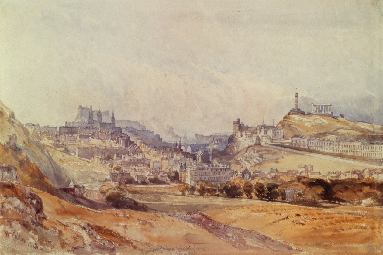 Edinburgh a Salisbury Cragsből alkotó: William Callow