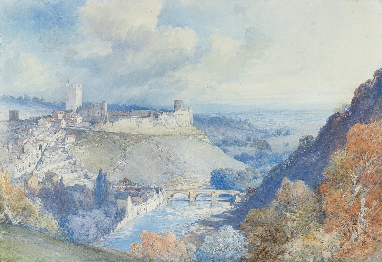 Richmond kastély és város, Yorkshire alkotó: William Callow