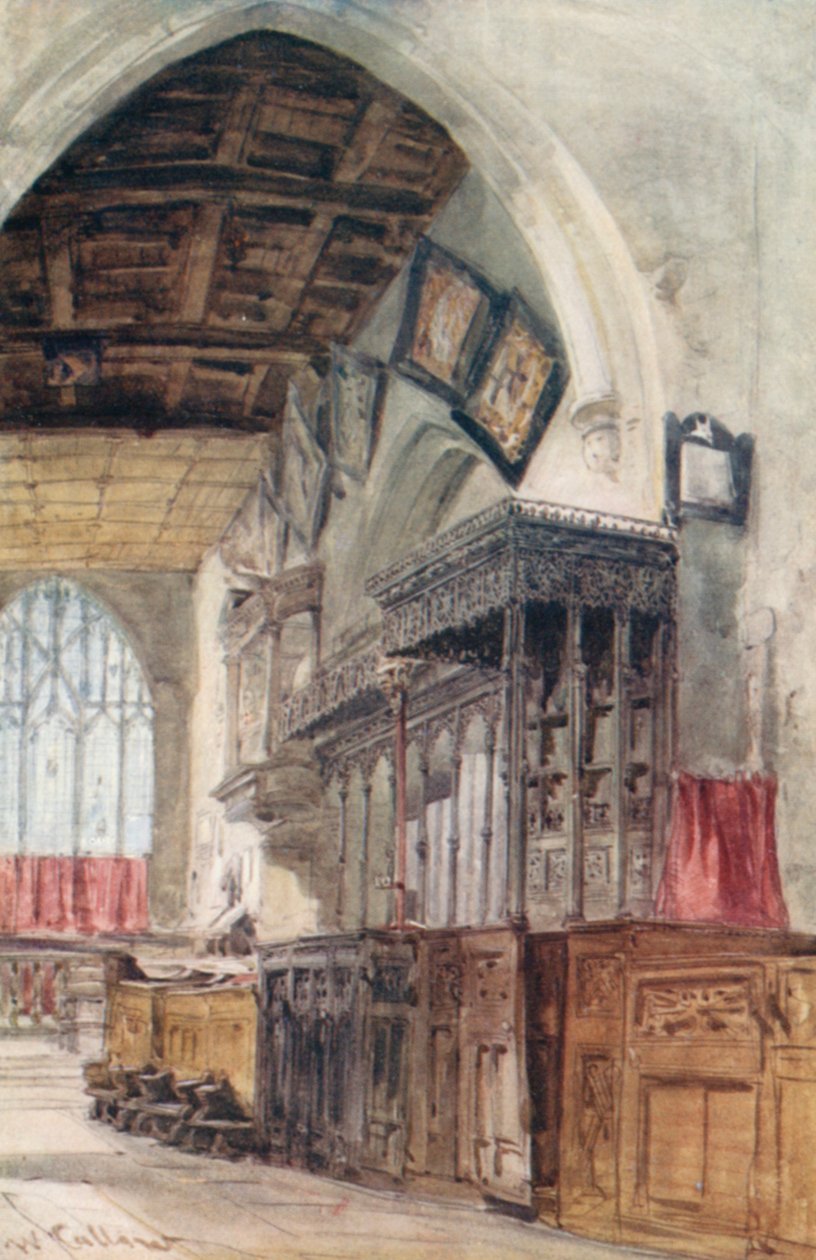 Szent Mária-templom, Richmond, Yorkshire, restaurálás előtt (színes litográfia) alkotó: William Callow