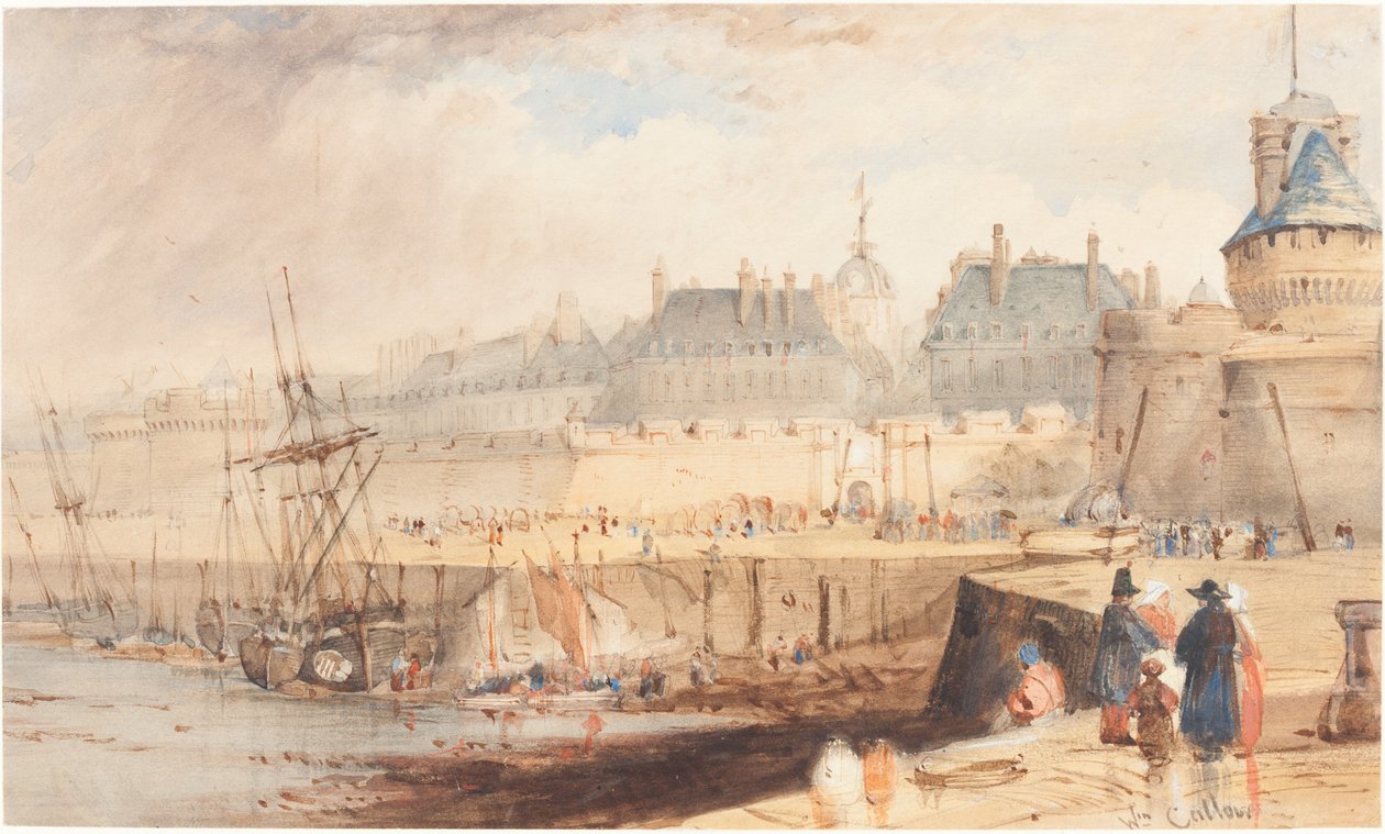 St. Malo kikötője apály idején alkotó: William Callow