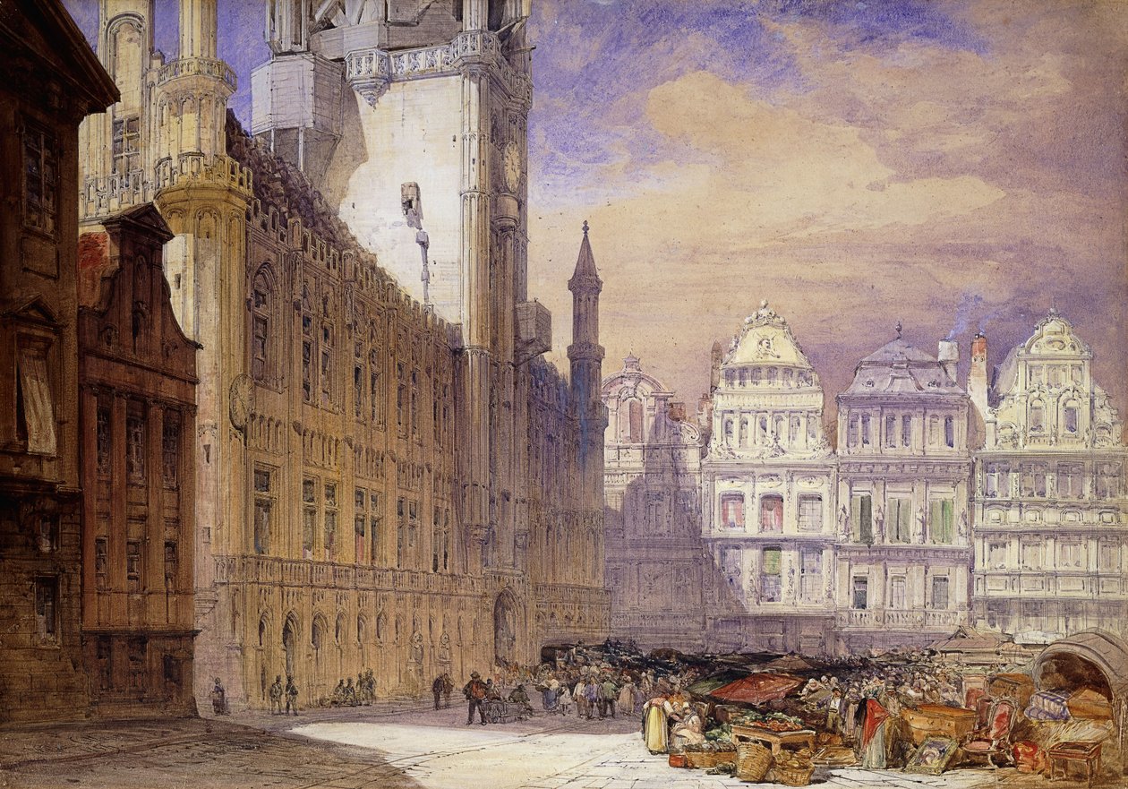 A Hotel de Ville, Brüsszel, 1856 alkotó: William Callow