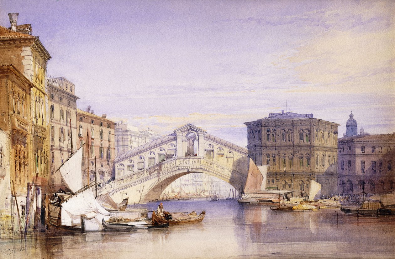 A Rialto a Canal Grande felől, 1852 alkotó: William Callow