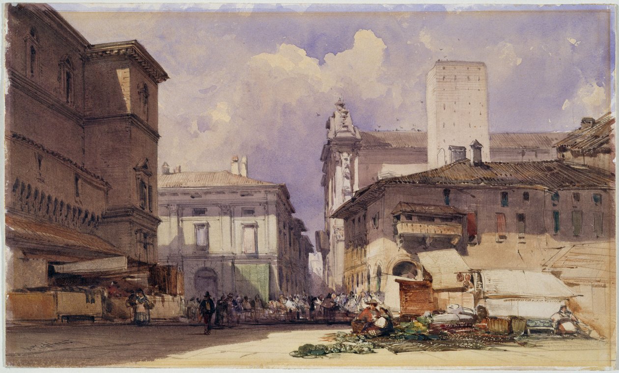 Via dell "Independenza a Palazzo Comunale-val, Bologna, 1892 alkotó: William Callow