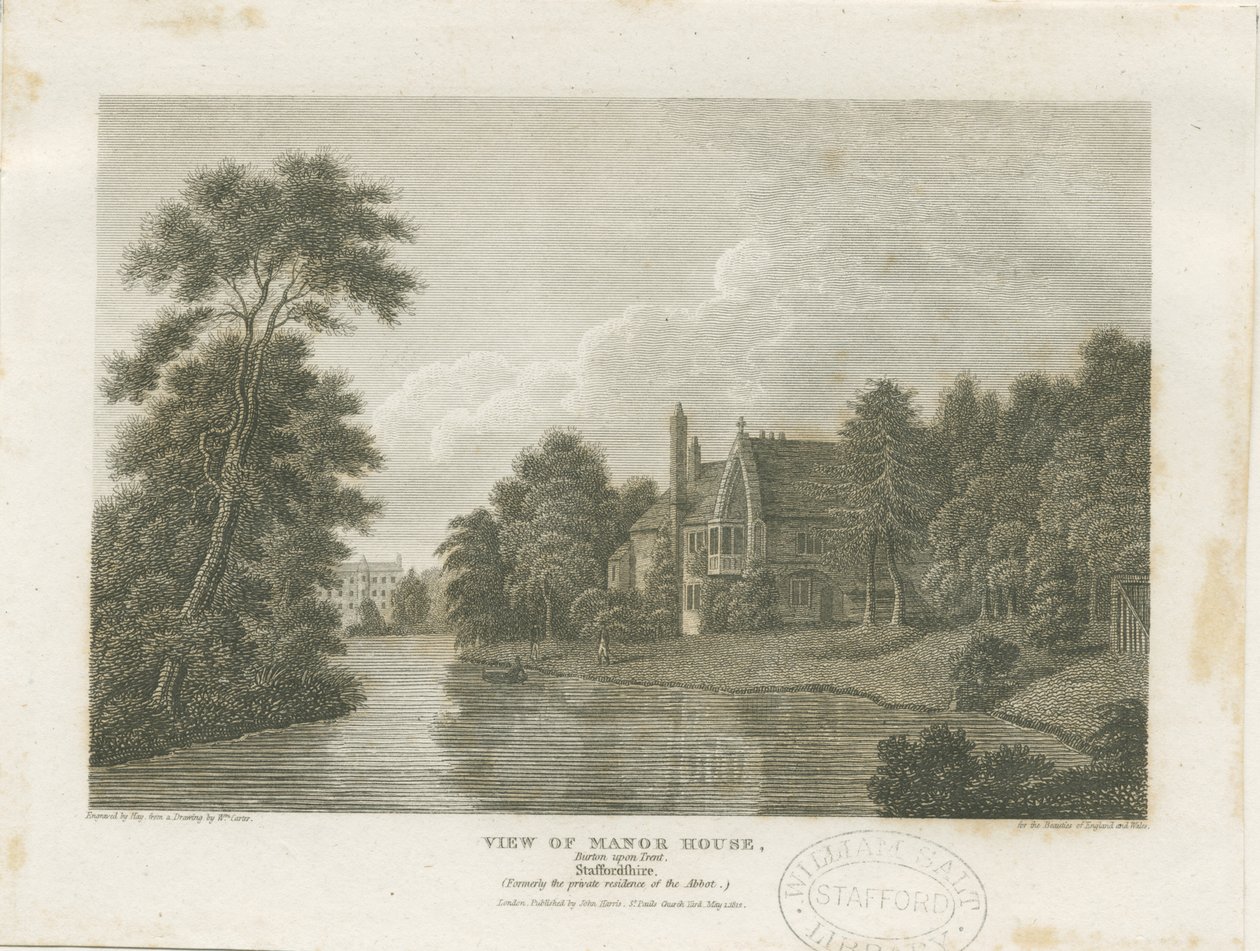 Burton-upon-Trent – Manor House: metszet, nd [c 1812] (nyomtatás) alkotó: William Carter