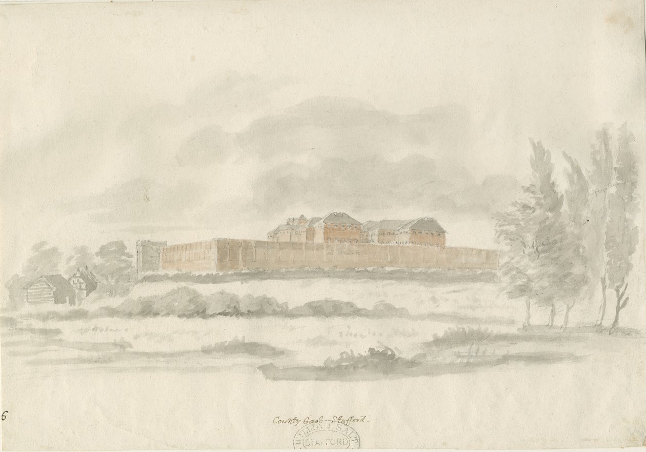 Stafford - Shire Hall: építész tusrajza (színezett), nd [c 1798] (rajz) alkotó: William Carter