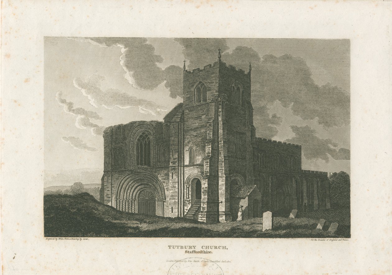 Tutbury Priory Church: metszet, nd [c 1812] (nyomtatás) alkotó: William Carter