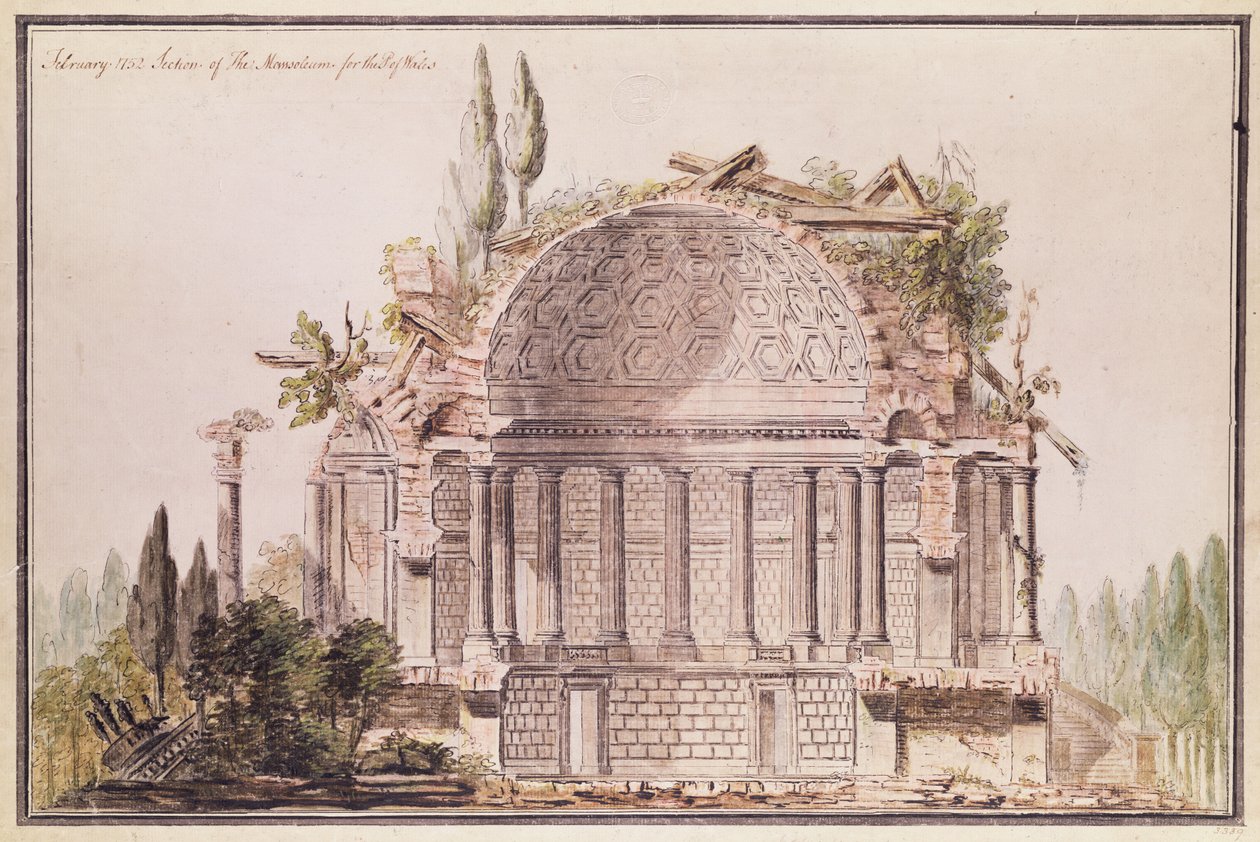 Frigyes walesi herceg (1707-51) mauzóleumának építészeti rajza, 1751 körül alkotó: William Chambers