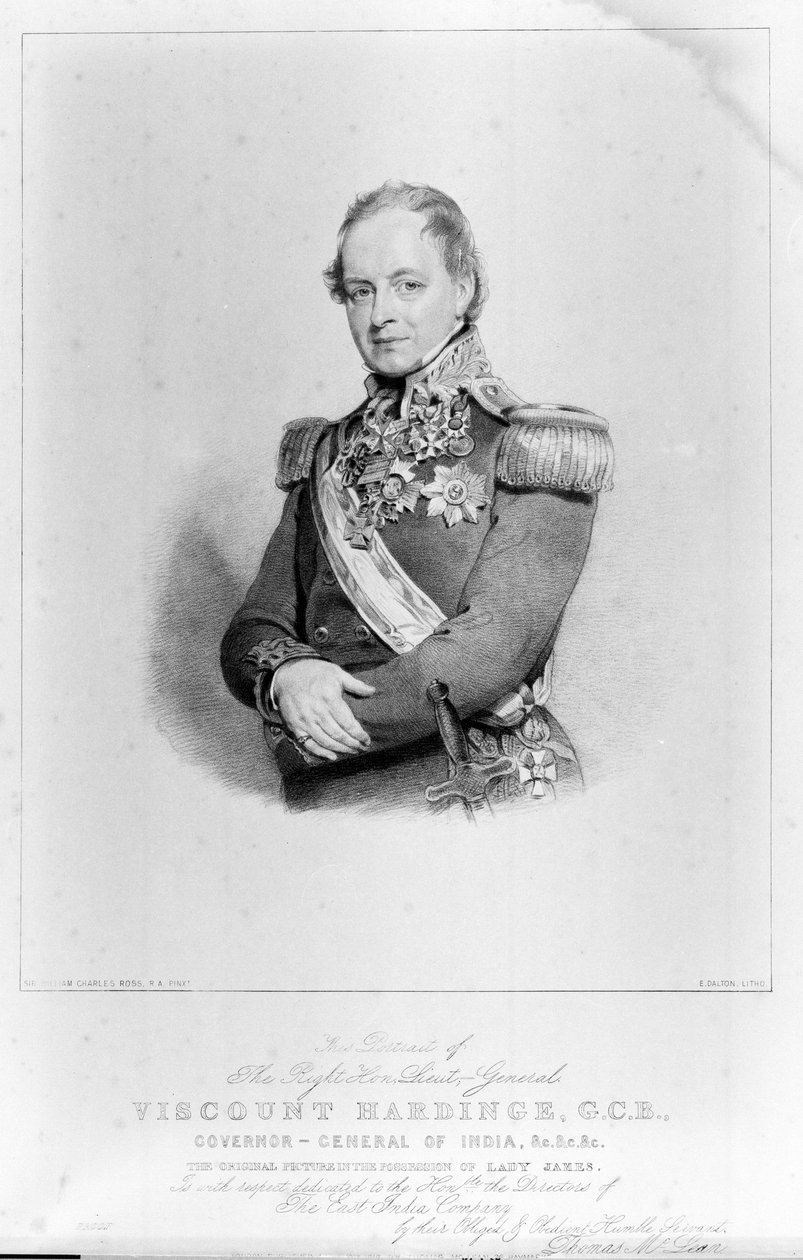 A jobboldali főhadnagy, Hardinge vikomt, GCB, India főkormányzója alkotó: William Charles (after) Ross