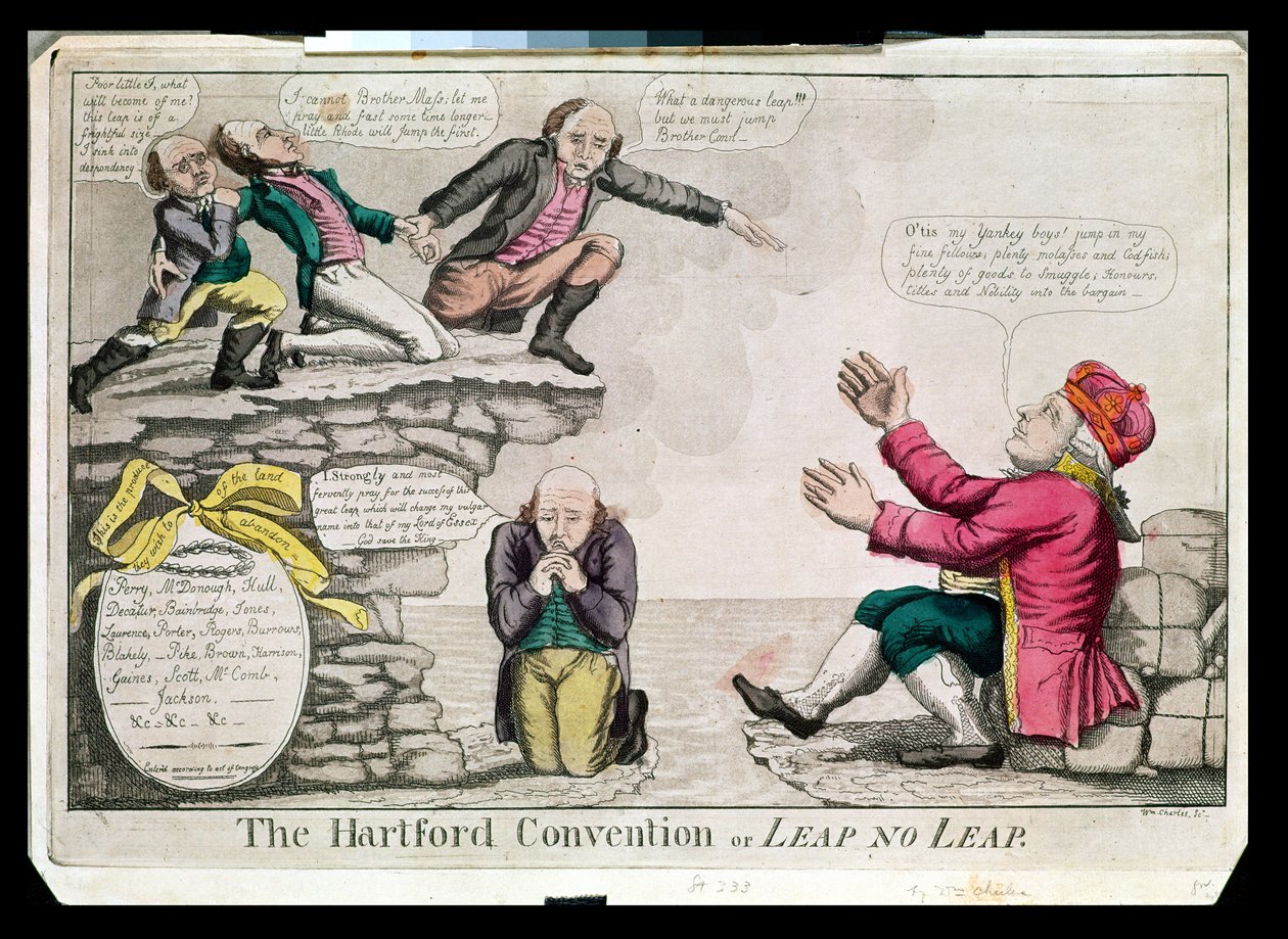 A Hartfordi Egyezmény, vagy „Ugrás, ne ugrás”, 1815. február alkotó: William Charles