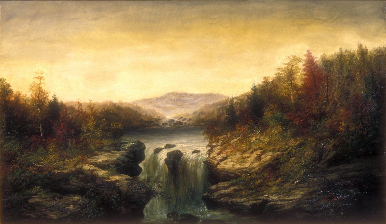 Táj vízeséssel, 1860-1870 körül (olaj, vászon) alkotó: William Charles Anthony Frerichs
