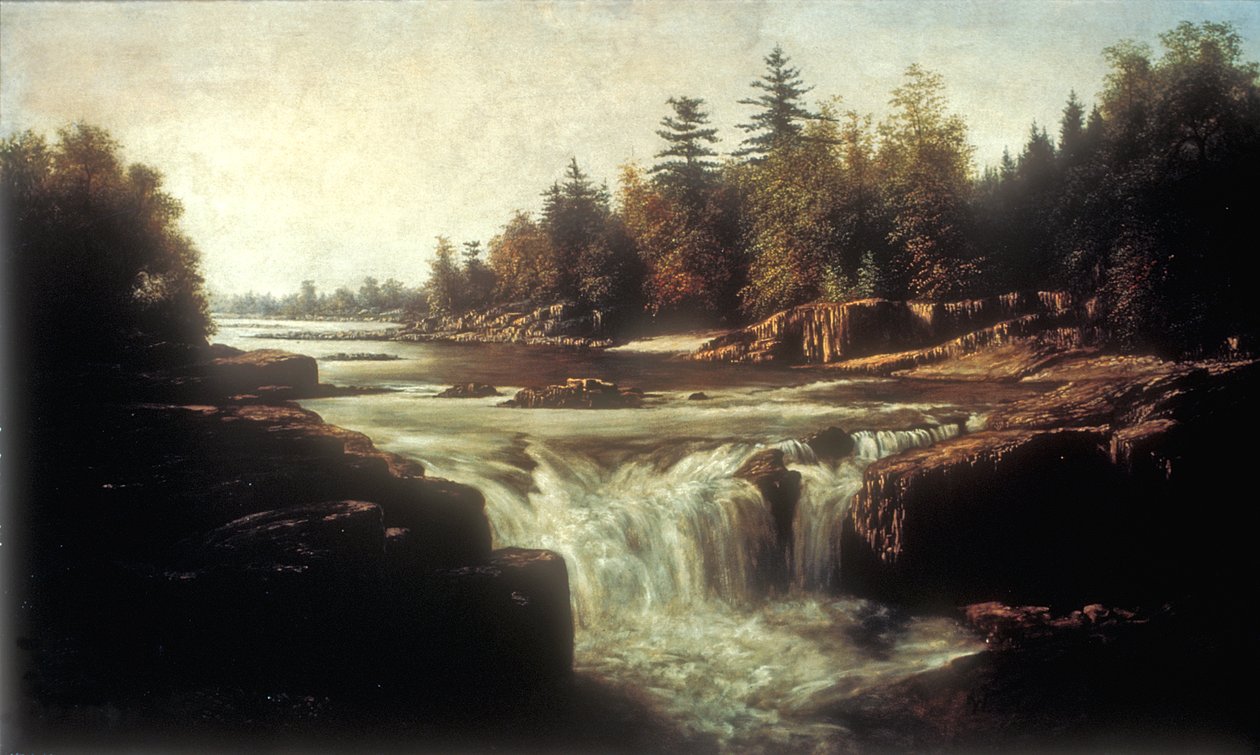 A Passaic folyó kis vízesése (olaj, vászon, karton béléssel) alkotó: William Charles Anthony Frerichs