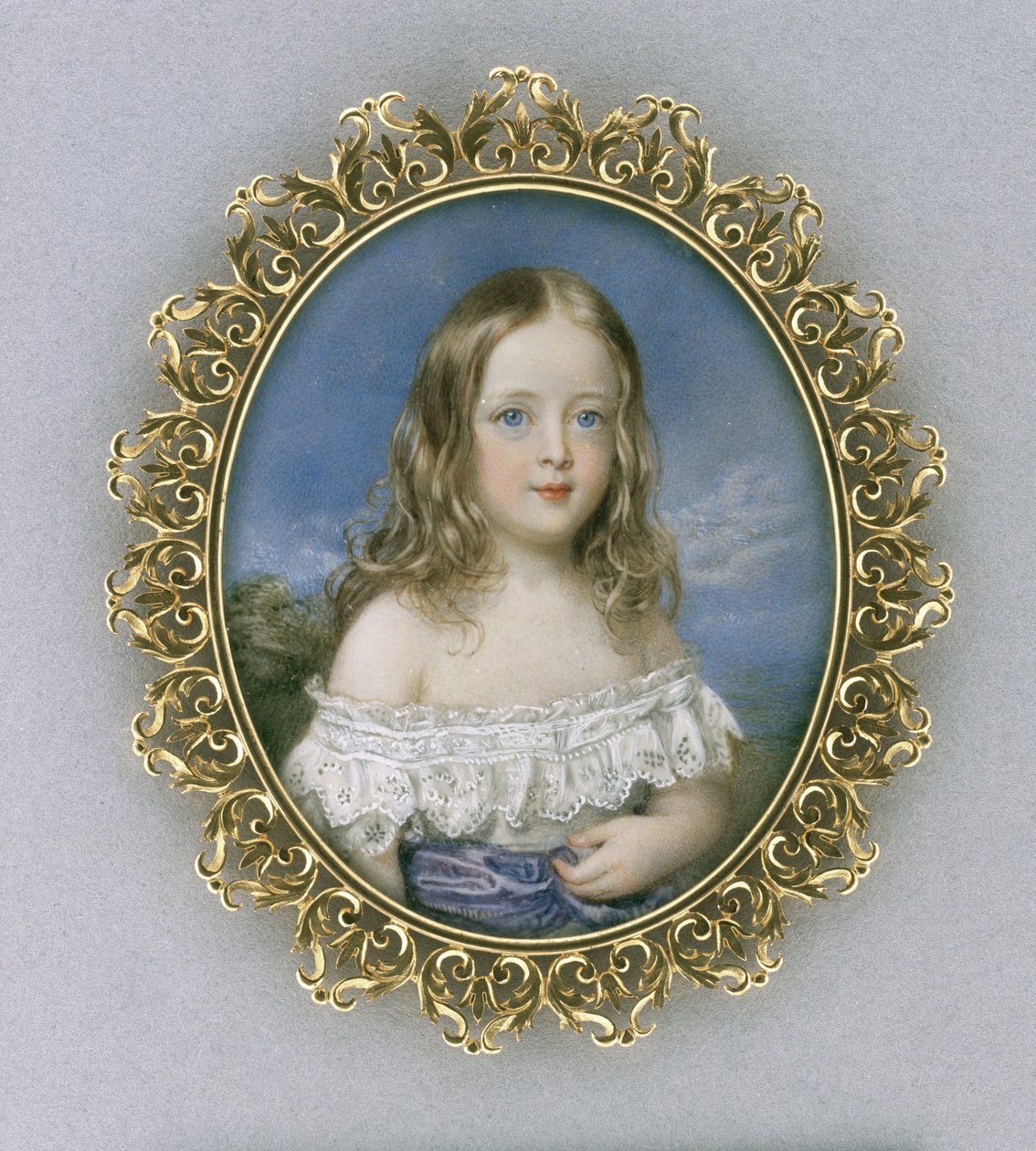 Caroline Holland, 1840 körül (akvarell, elefántcsont, aranyozott, bársony, selyem és üveg) alkotó: William Charles Ross