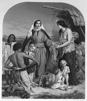 Dorcas alamizsnája, H. Bourne metszete (metszet) alkotó: William Charles Thomas (after) Dobson