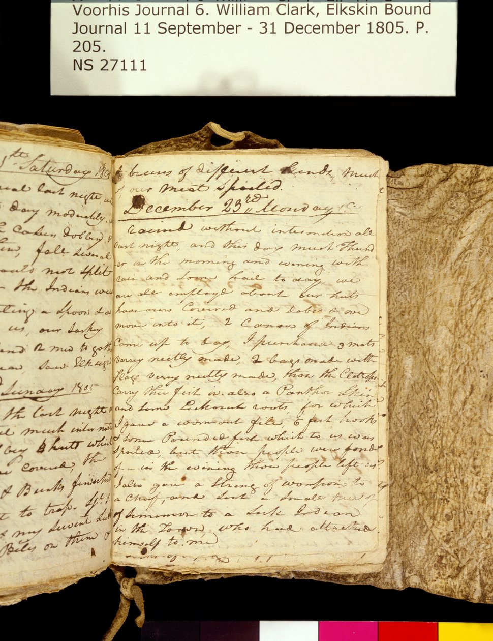 Clark Family Collection- 6. kötet. Elkskin Journal, 205. oldal, 1805. december 22-23 alkotó: William Clark