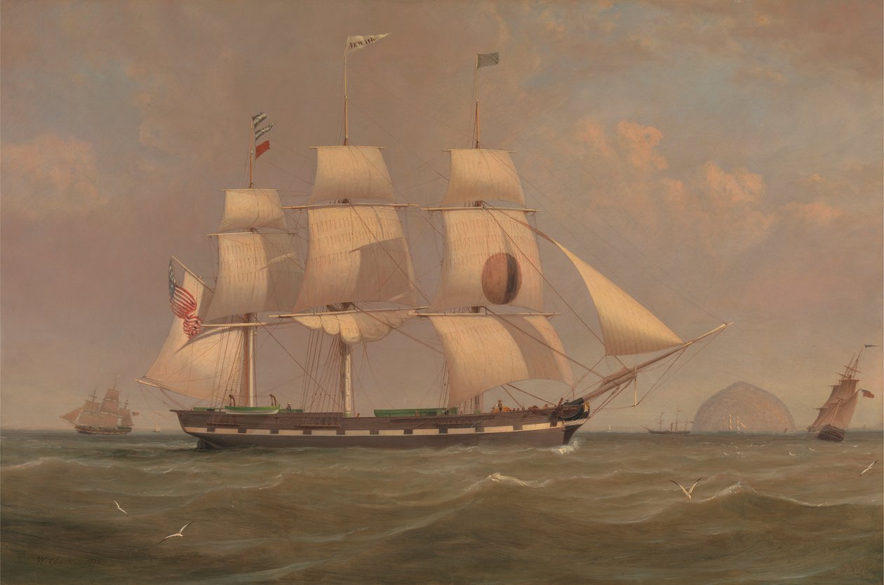 A Black Ball Line csomagszállító „New York” Ailsa Craigről alkotó: William Clark