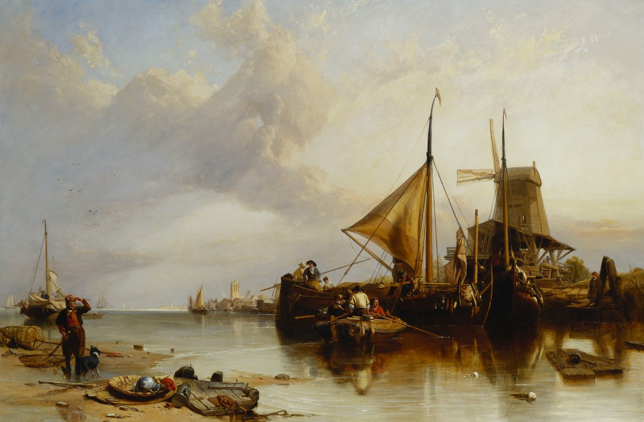 Jelenet Monnikendam közelében a Zuyder Zee-n alkotó: Clarkson Frederick Stanfield