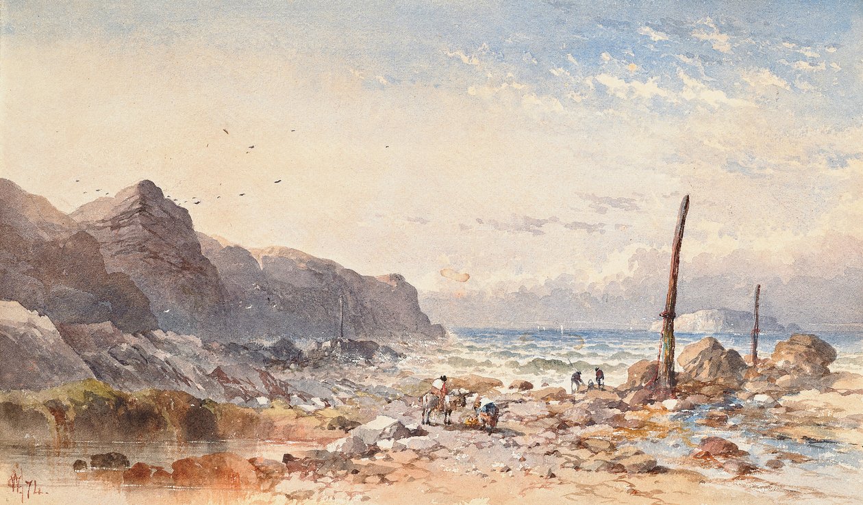 Egy szellős nap halászokkal a tengerparton, 1874 alkotó: William Cook of Plymouth