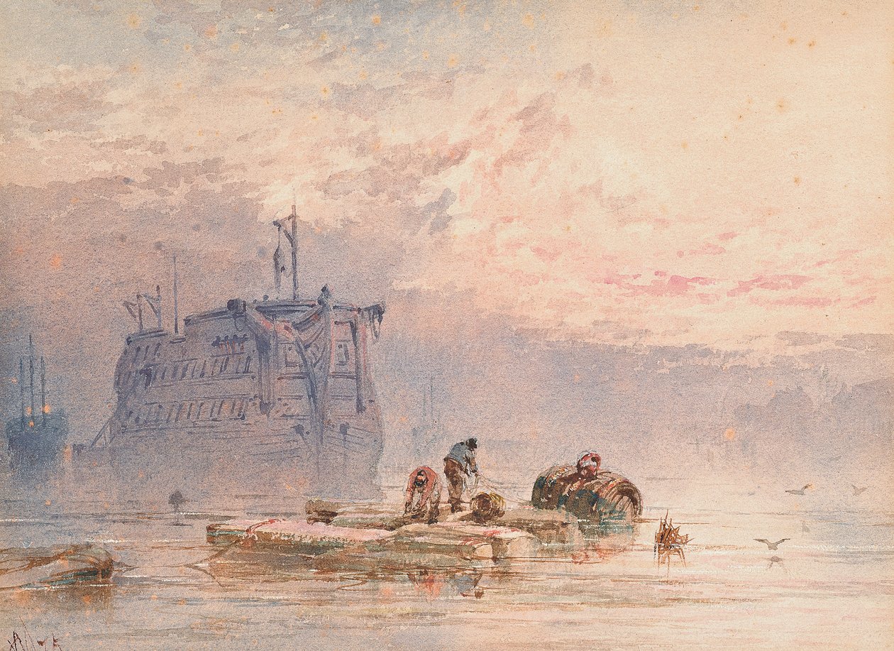 Hulks a horgonyban, 1875 alkotó: William Cook of Plymouth
