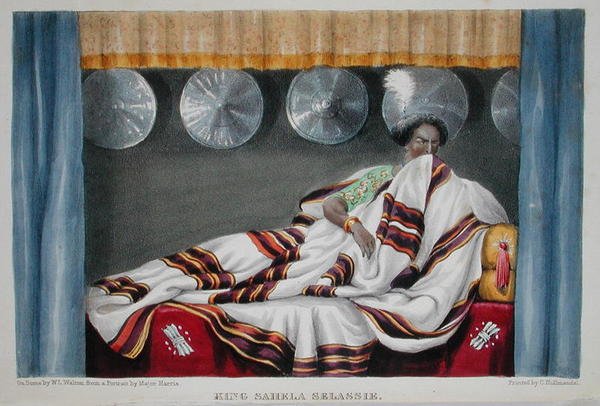 Sahela Selassie király, W. Cornwallis Harris őrnagy „The Highlands of Aethiopia” című művéből, metszett W.L. Walton (fl. 1834-55) és Charles Joseph Hullmandel (1789-1850) 1844-ben jelent meg (kézzel színezett litho) alkotó: William Cornwallis (after) Harris