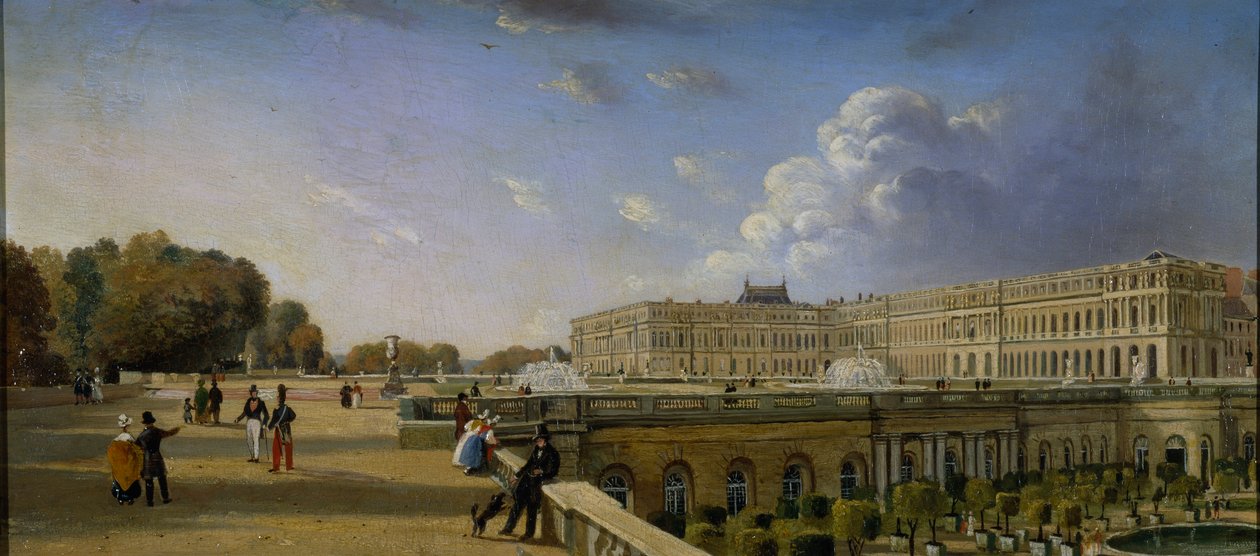 Versailles-i palota és terasz, 1825-1835 körül (olaj, panel) alkotó: William Cowen