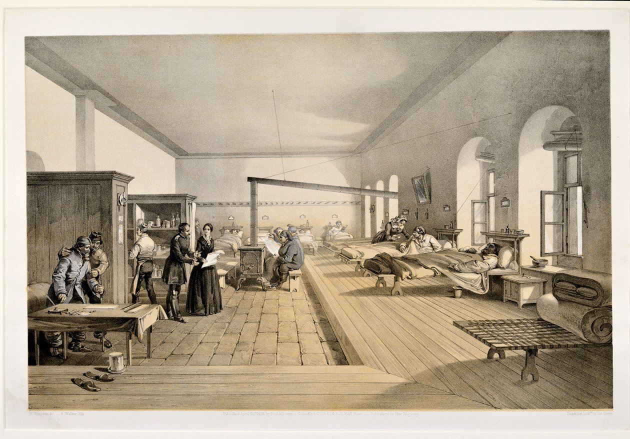 Egy kórterem a scutari kórházban, E. Walker metszete, 1856 alkotó: William Crimea Simpson