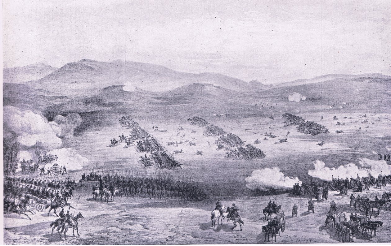 Balaclava, 1854. október 25.: A Light Brigade rohama, illusztráció a brit szárazföldi és tengeri csatákból, 1915 alkotó: William Crimea Simpson