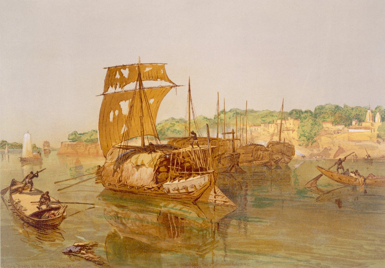 Csónakok a Gangeszön, az „Ancient and Modern India” című művéből, 1867 alkotó: William Crimea Simpson