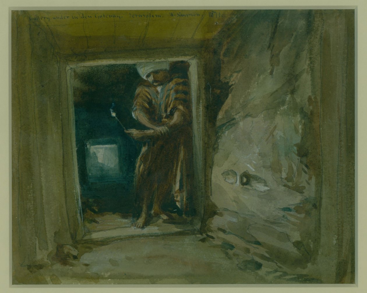 Galéria a Golden Gateway alatt, Jeruzsálem, 1871 (wc és ceruza papíron) alkotó: William Crimea Simpson