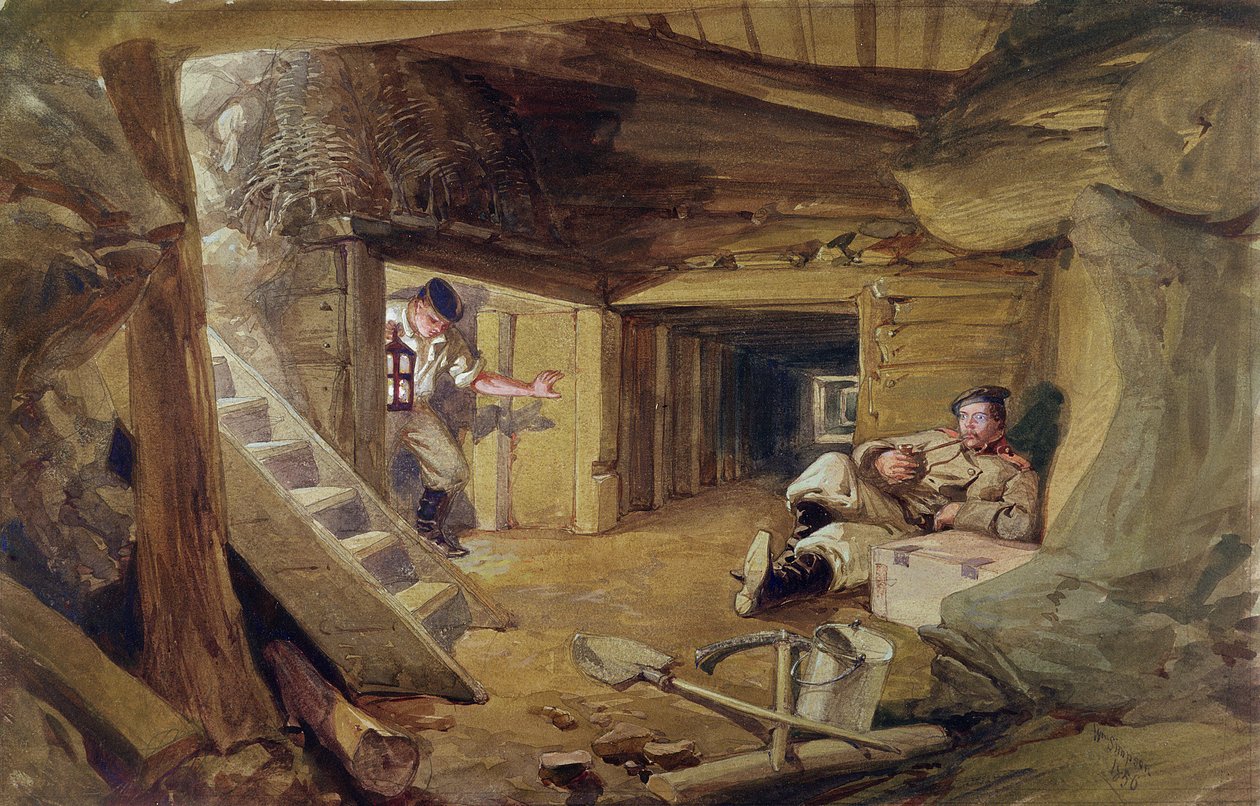 Bánya a Bastion du Mat-ban, Sebastopol, Krím (wc papíron) alkotó: William Crimea Simpson