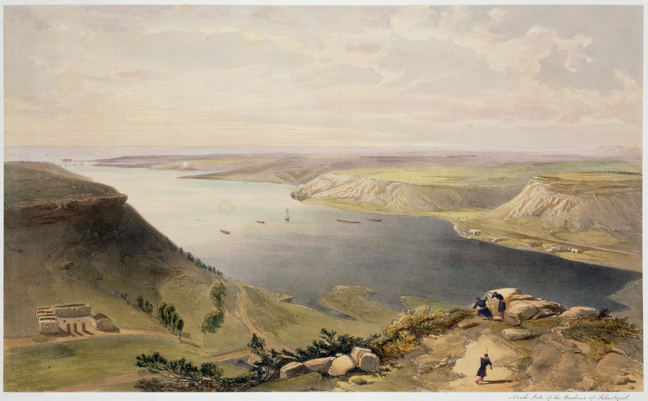 Sebastopol kikötőjének északi oldala, "The Seat of War Kelet" lemez, kocsma. Paul und Dominic Colnaghi és Társa, 1856 alkotó: William Crimea Simpson