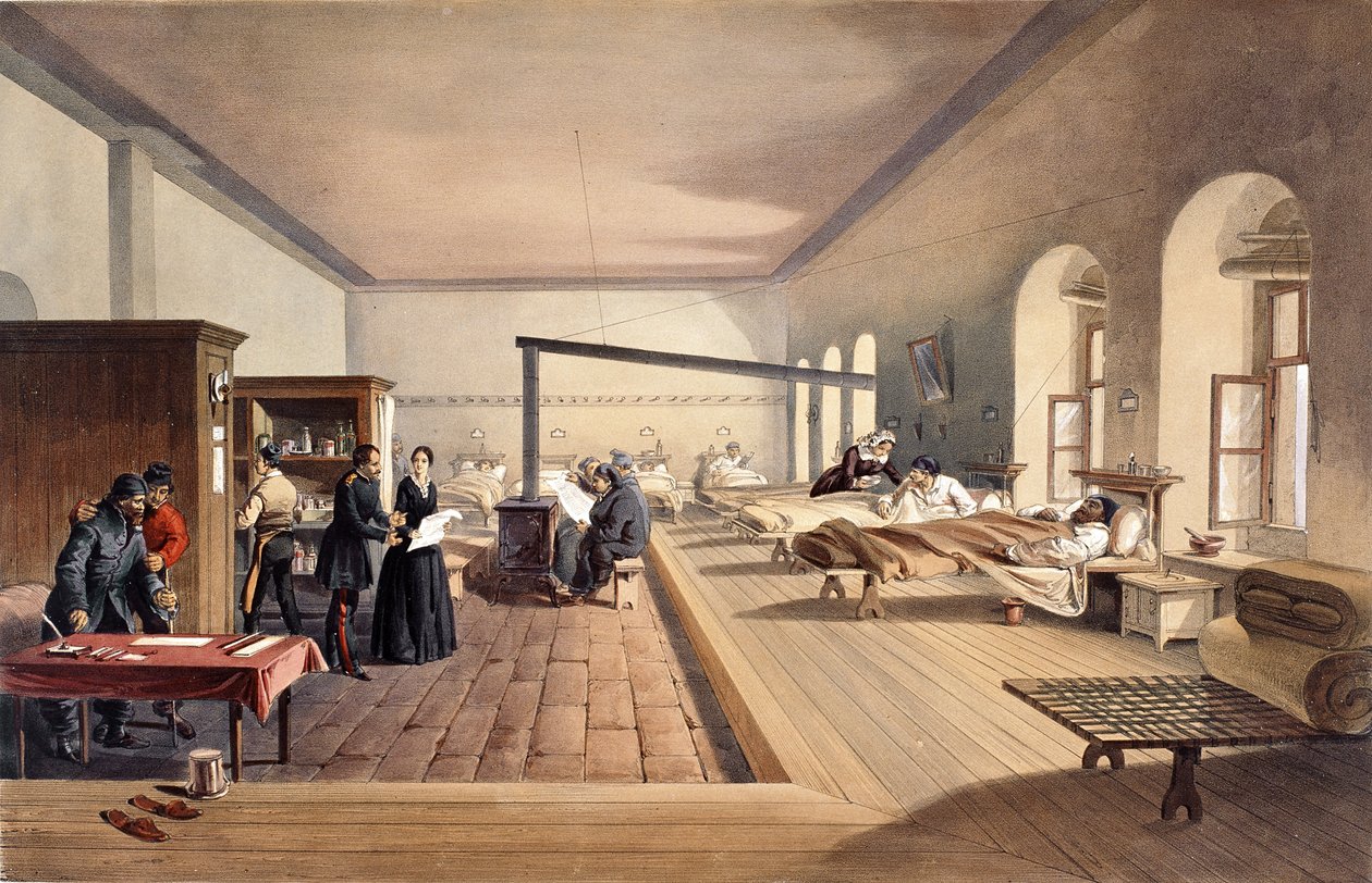 A Scutari Kórház egyik kórterme, a Colnaghi und Co. 1856-ban kiadott „A háború székhelye keleten – második sorozatból” alkotó: William Crimea Simpson