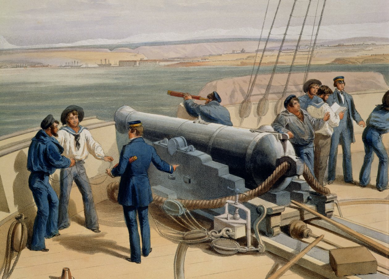 Sebastopol a tengerből, lemez a The Seat of War Keletből, kiadó: Colnaghi and Co., 1856 színes litho részlet, 142010 alkotó: William Crimea Simpson