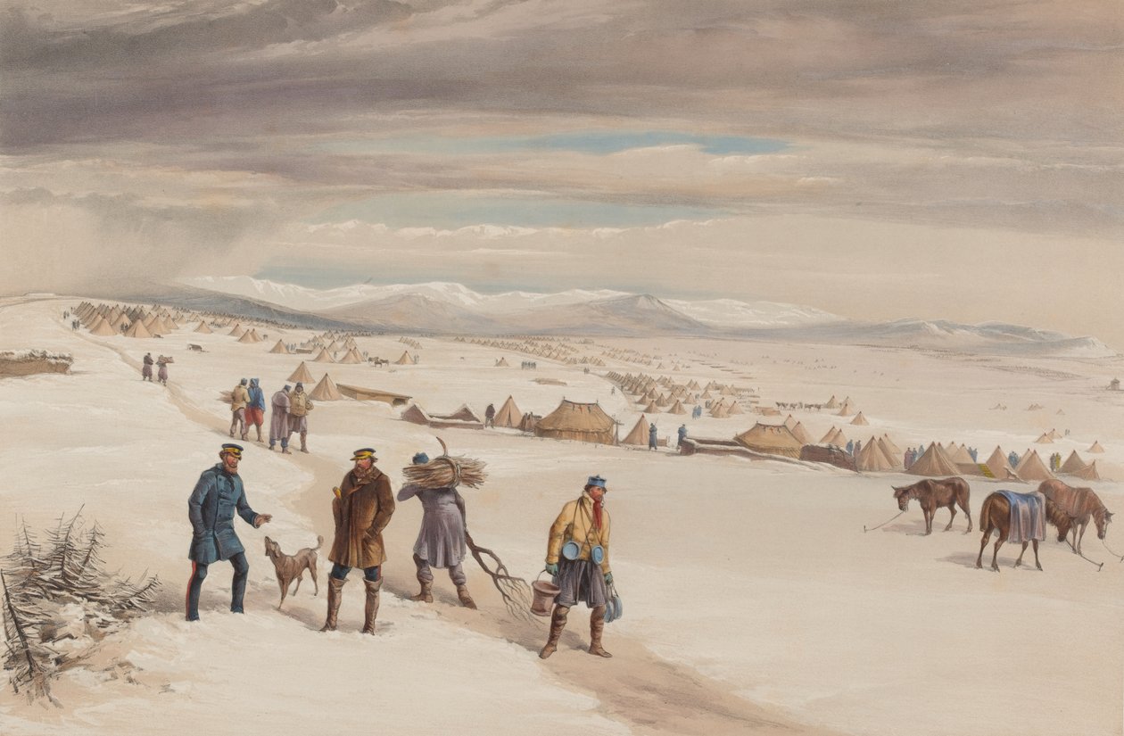 A másodosztály tábora, keletre nézve. 1855. január alkotó: William Crimea Simpson