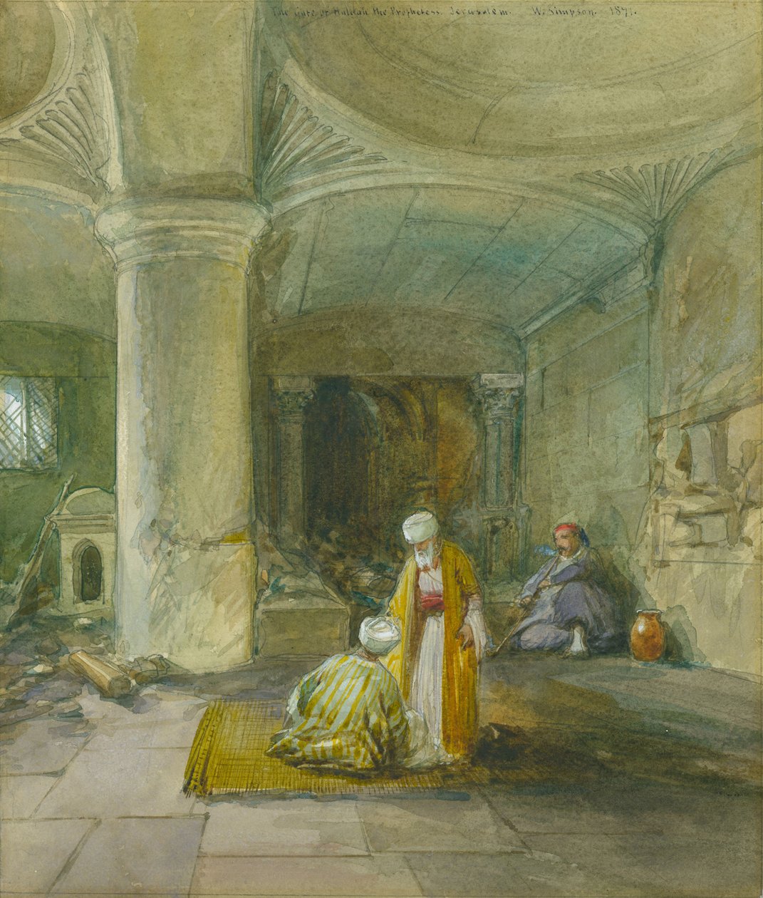 Hulda prófétanő kapuja, Jeruzsálem, 1871 (wc és ceruza papíron) alkotó: William Crimea Simpson