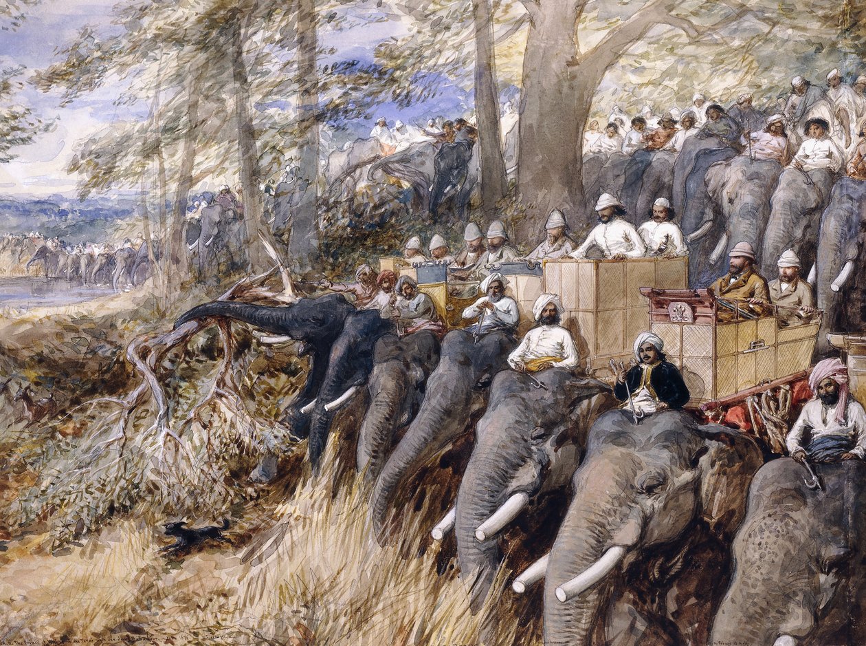 A walesi herceg a Teraiban A dzsungel legyőzése Sir Jung Bahadur Ranával, 1876 alkotó: William Crimea Simpson