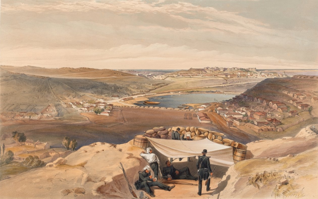 ?Sebastopol városi ütegei vagy belső erődítményei Chapman támadásának előrehaladott párhuzamából, 1855. június 23-án? alkotó: William Crimea Simpson