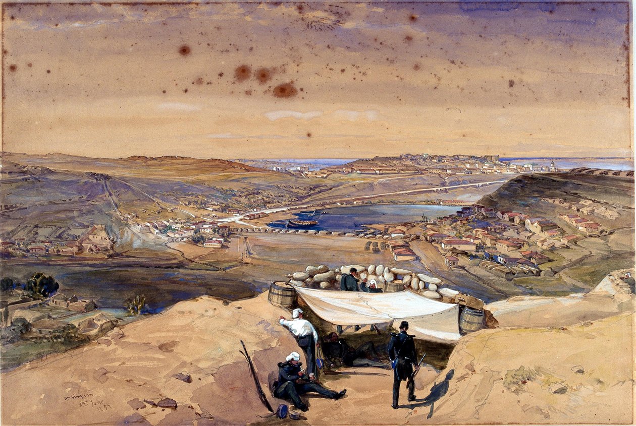 ?Sebastopol városi akkumulátorai vagy belső erődítményei, 1855. június 23.? alkotó: William Crimea Simpson