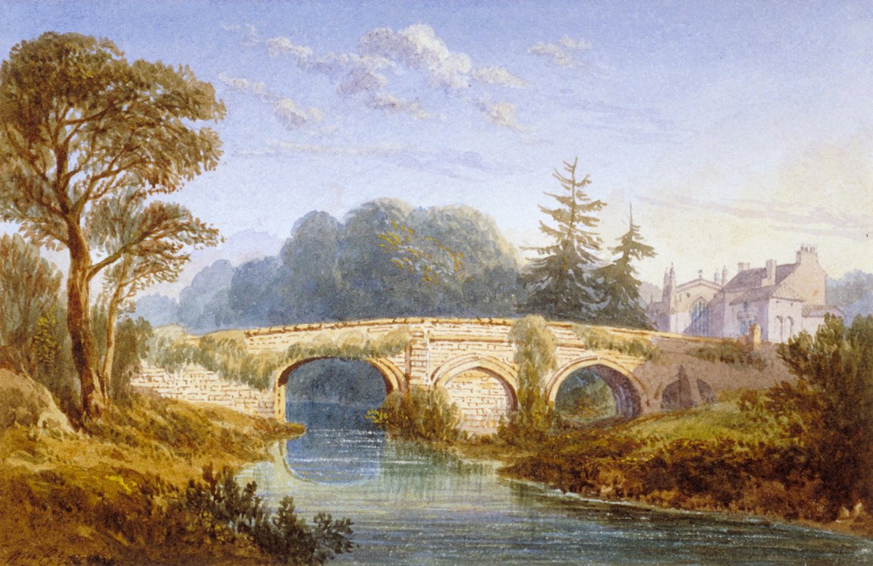 Kilátás az Eltham-hídra az Eltham-palota közelében, Woolwich, Greenwich, London, 1830 alkotó: William Crouch