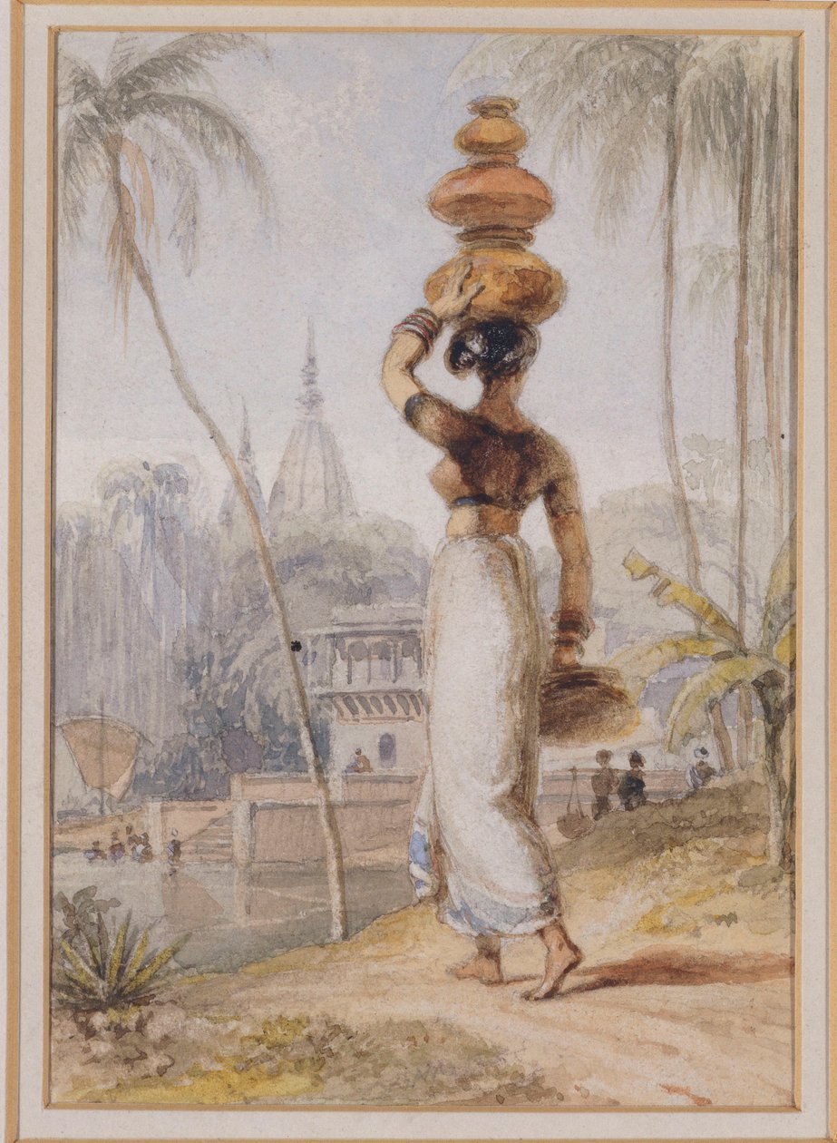 Egy hindu nő vizesedényt cipel alkotó: William Daniell