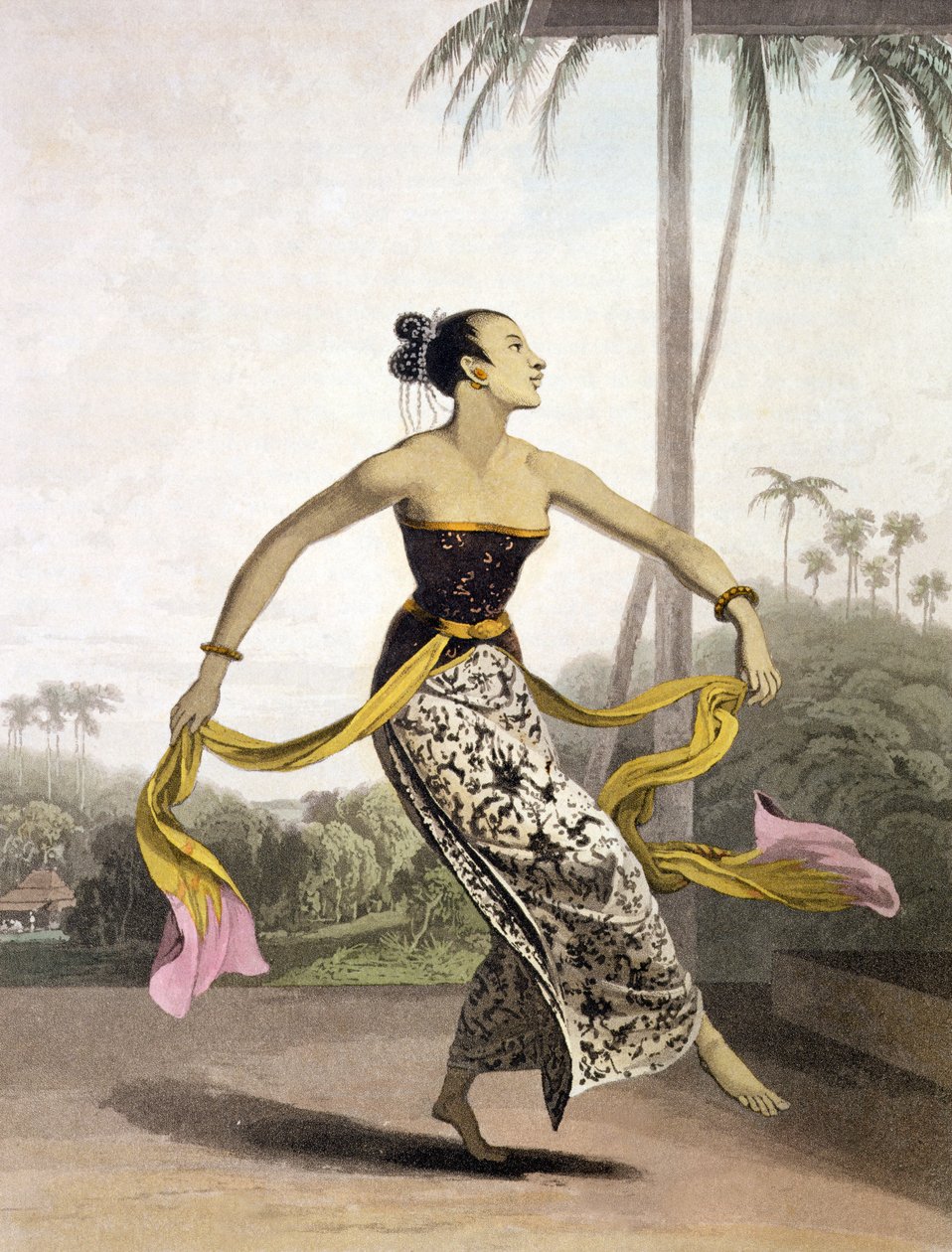 Egy Ronggeng vagy Táncoló lány, 21. lemez a Vol. Thomas Stamford Raffles (1781-1826) „The History of Java” I. könyve, pub. 1817 (akvatinta) alkotó: William Daniell