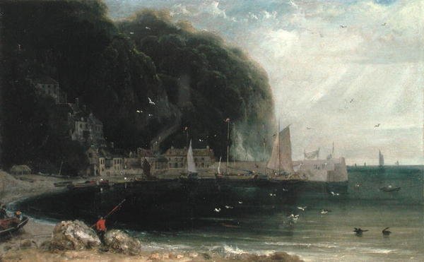 Clovelly a Bristol-csatornában, 1813 körül (olaj, vászon) alkotó: William Daniell