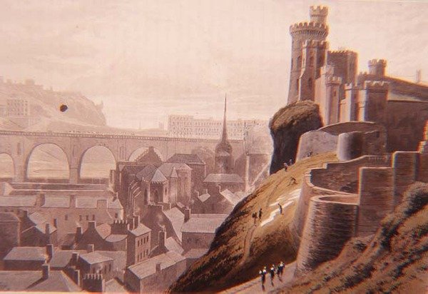 Edinburgh az Északi híd és a kastély egy részével, Daniell