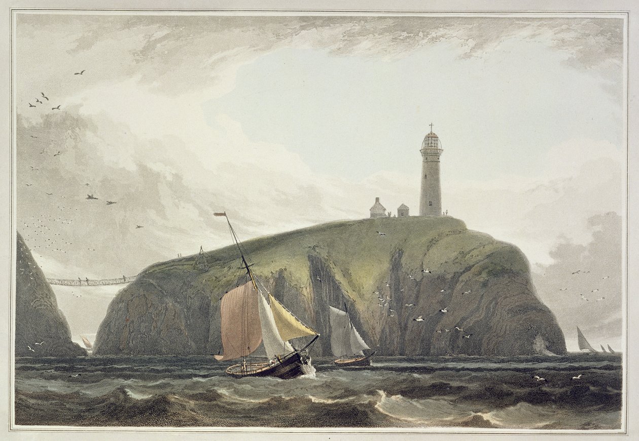 Lighthouse on the South Stack, Holyhead, „A Voyage Around Great Britain Undertaken between the Years 1814 and 1825” címmel, 1815-ben alkotó: William Daniell