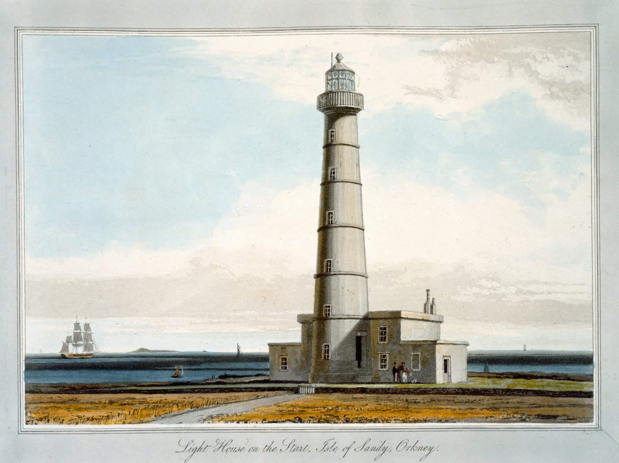 "Lighthouse on the Start, Isle of Sandy, Orkney", 1821 alkotó: William Daniell