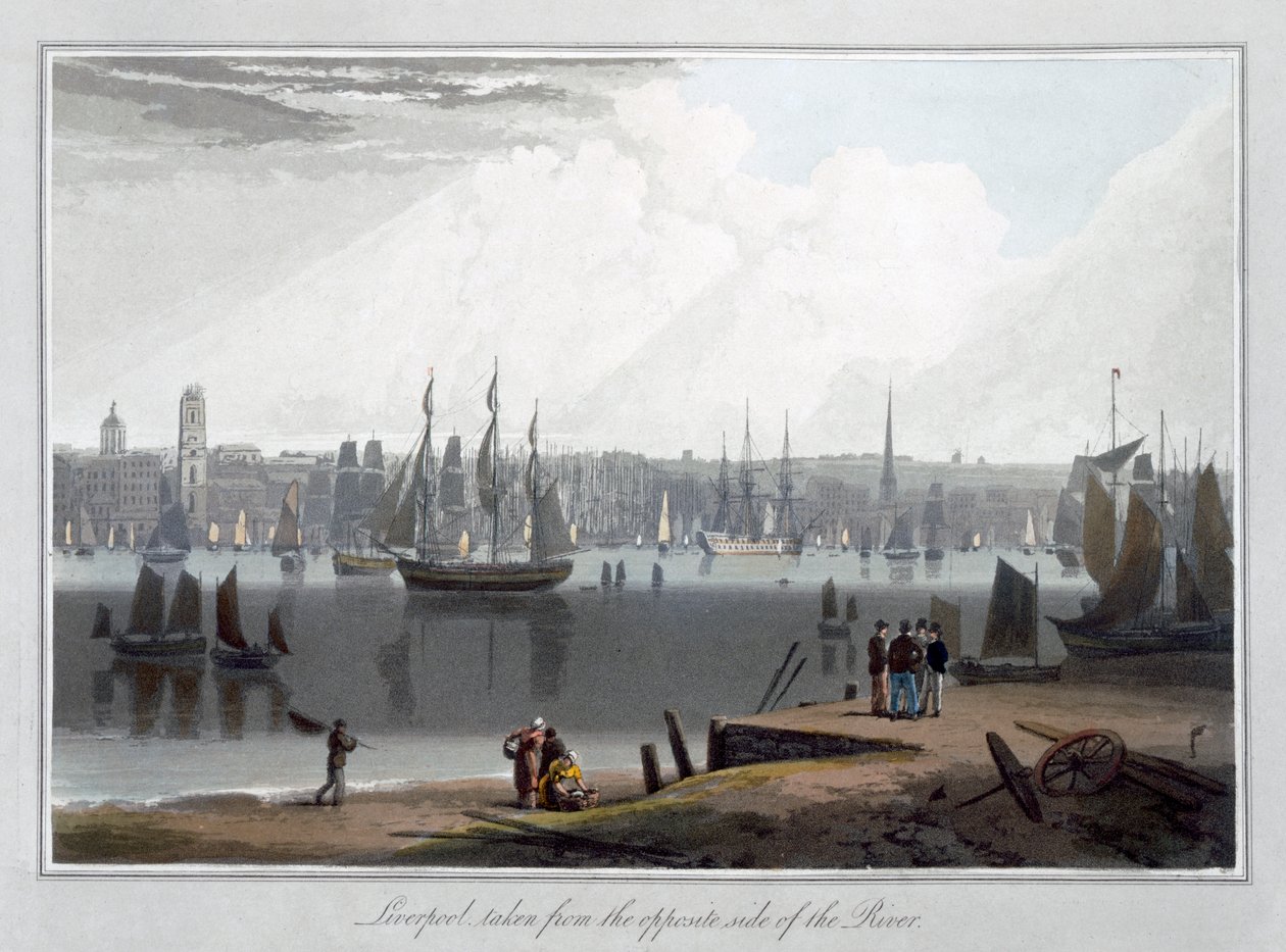"Liverpool, a folyó másik oldaláról", 1815 alkotó: William Daniell
