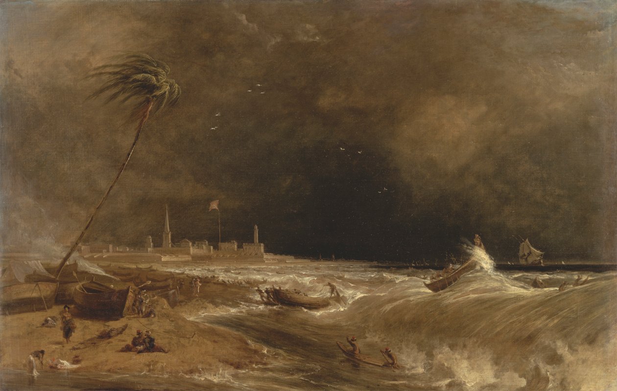 Madras, vagyis Szent György-erőd a Bengáli-öbölben – elvonuló vihar [1833, Royal Academy of Arts, London, kiállítási katalógus] alkotó: William Daniell