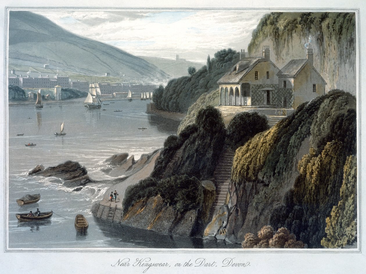 „Near Kingswear, on the Dart, Devon”, 1825 alkotó: William Daniell