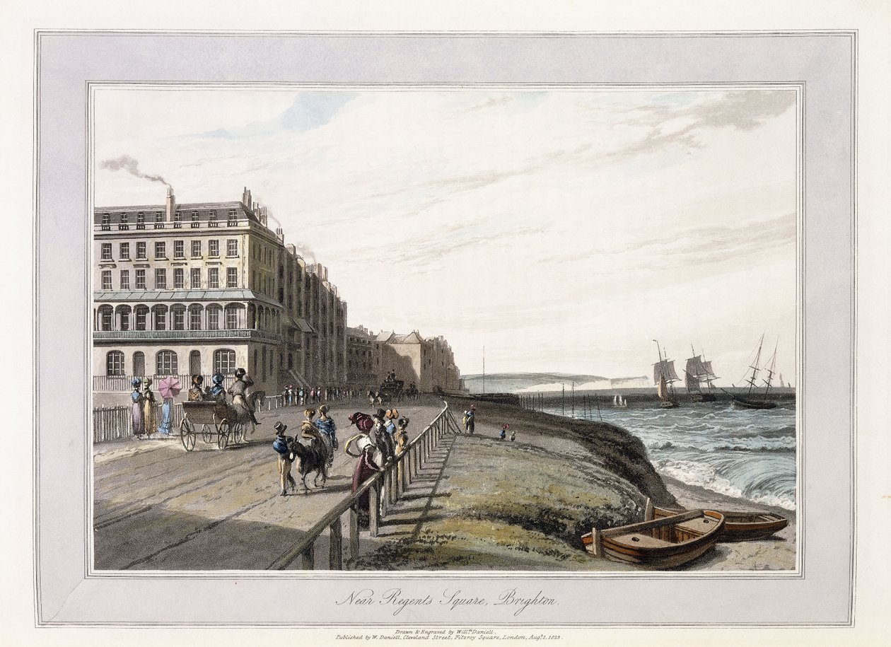 A Regents Square közelében, Brighton, 1814-1825 körül (kézzel színezett akvatinta, szürke mosás) alkotó: William Daniell